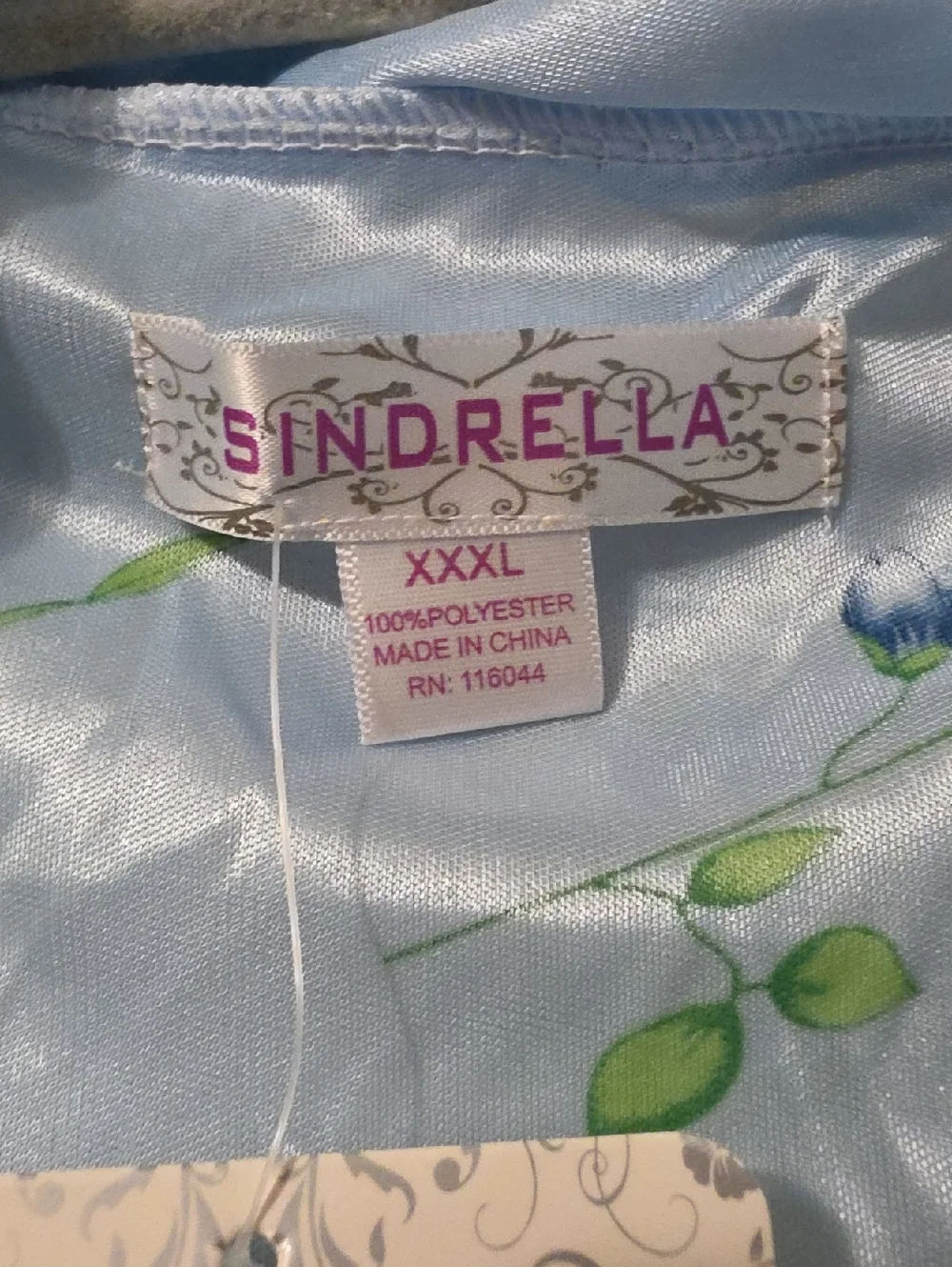 Sindrella Light Blue Floral Satin Robe & Nightgown Set -Elegant Lounge Wear XXXL